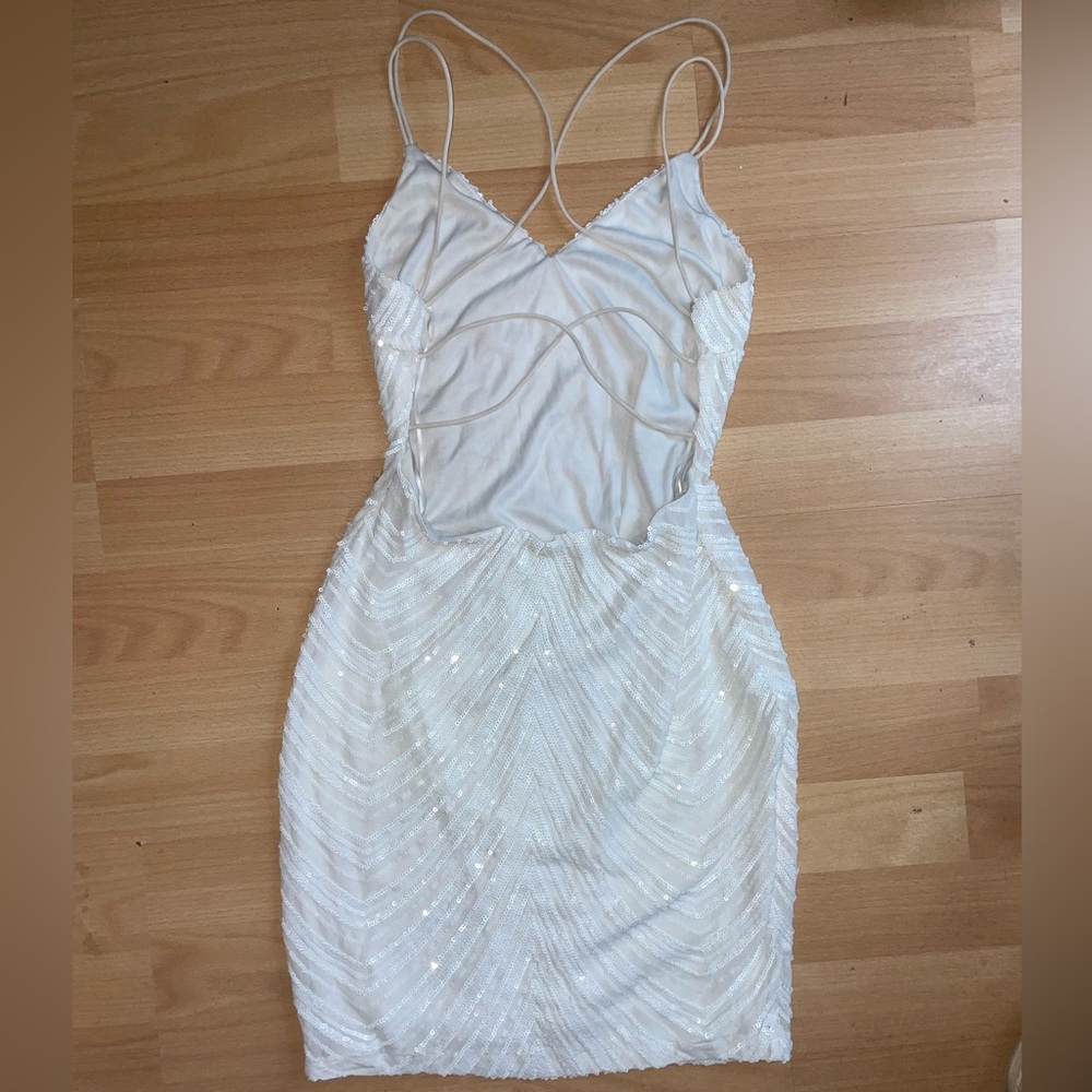 Lovely Day Sparkling White Sequin Dress - White, Small